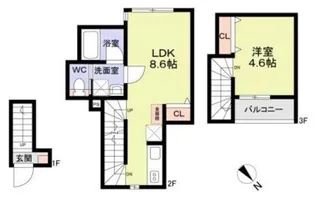 WoodCrest沼袋Terrace【2階】の間取り