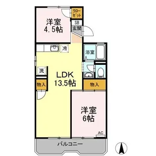 ドミール平野 A棟【2階】の間取り