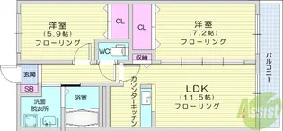 ドエル多賀城【2階】の間取り