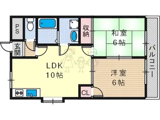 南住吉ハイツ【1階】の間取り