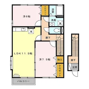 クレセント朝日 参番館【2階】の間取り
