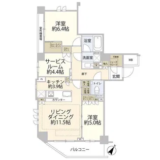 グランスイート三軒茶屋レジデンス【4階】の間取り