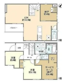 神奈川県横浜市南区永田南2【一戸建】の間取り