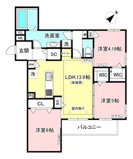 【新築】アリヴィオ白井坂【3階】の間取り