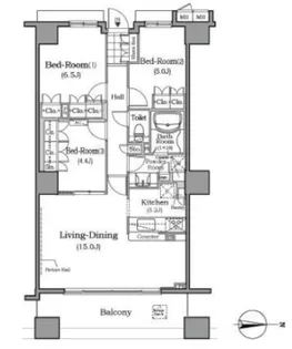 神奈川県横浜市中区本牧原【マンション】の間取り