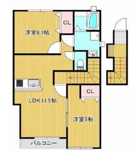 プティーシュシュ雄町 202【2階】の間取り