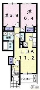 東京都東村山市美住町2【アパート】の間取り
