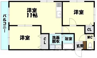 福岡県糟屋郡志免町片峰3【アパート】の間取り