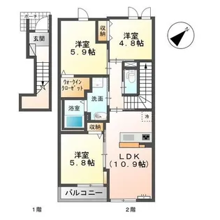 グランディールII【2階】の間取り