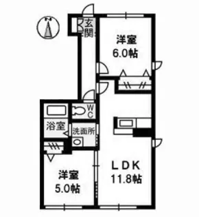 徳島県板野郡藍住町乙瀬字中田【アパート】の間取り