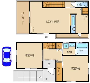 大阪府柏原市大字高井田【一戸建】の間取り