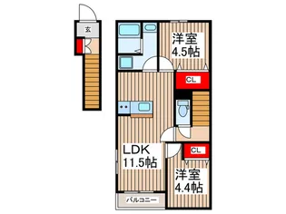 リーブルファイン緑区中野田【2階】の間取り