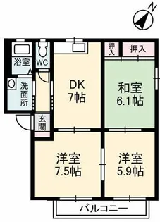 グリーングラス【1階】の間取り