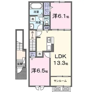 カーサ・セイスB【2階】の間取り