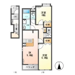グローリーII A棟【2階】の間取り