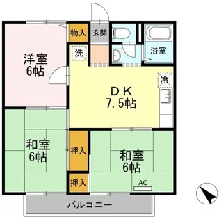 サンライズ勝間田【2階】の間取り