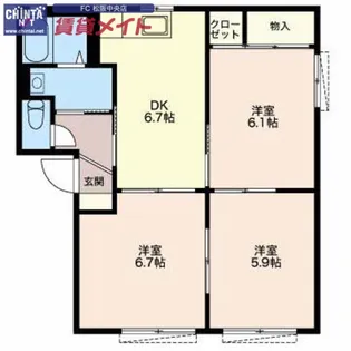 パレス司 A棟【1階】の間取り