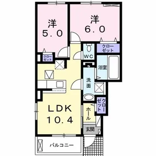 サニーヒル蜆塚【1階】の間取り
