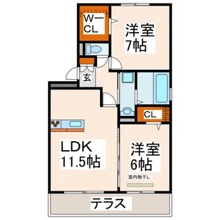ソレイユエトワール【1階】の間取り