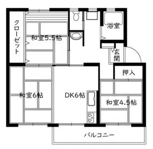 中登美第二団地B12号棟【3階】の間取り