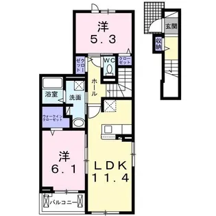 レジデンス カサノII【2階】の間取り