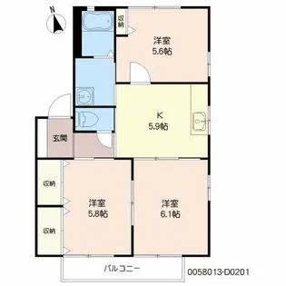 福岡県久留米市北野町今山【アパート】の間取り