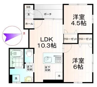 2LDKの間取り画像