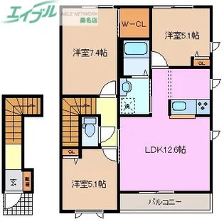 クレスト II【2階】の間取り