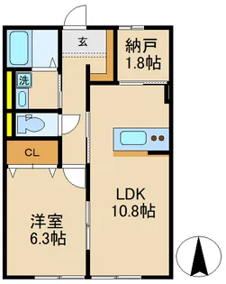 ハイム柿ノ木A棟【1階】の間取り