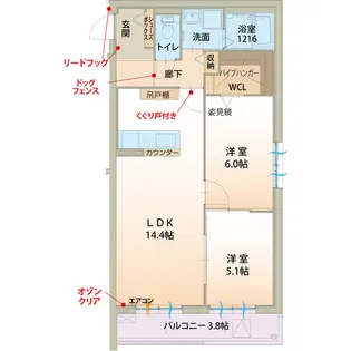 El CINQ(エル サンク)【1階】の間取り
