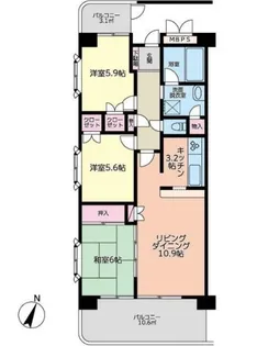 東川口ガーデンプラザ六番館【4階】の間取り