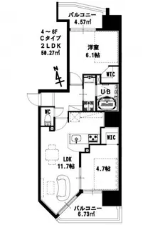 リノリノアパートメント土橋【6階】の間取り