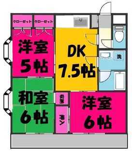 埼玉県春日部市大枝【マンション】の間取り