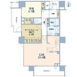 グランドメゾン上町一丁目【4階】の間取り