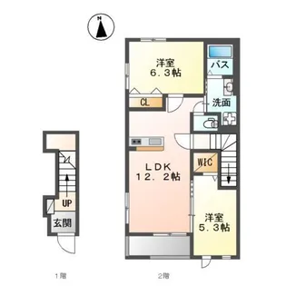 栃木県下野市文教2【アパート】の間取り