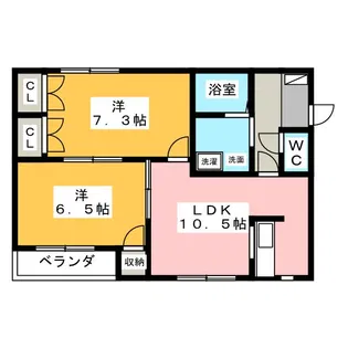 メゾンソレイユII【1階】の間取り