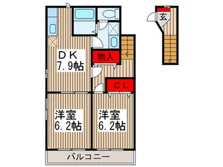 ル-ラルタウンA・B【2階】の間取り