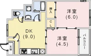 芦屋第一コーポラス【3階】の間取り