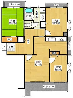 パークヒルズくすのき中央第4号棟【2階】の間取り