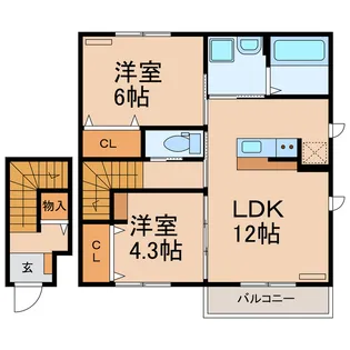 ソレイユII B棟【2階】の間取り