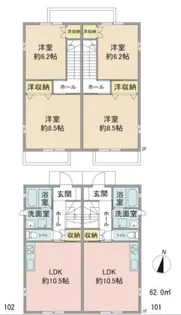 メゾン カンパニュール A棟〔テラス〕の間取り