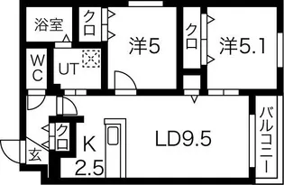 ウェリナ月寒西【2階】の間取り