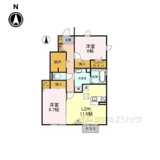 ヴィルヌーブB棟【1階】の間取り