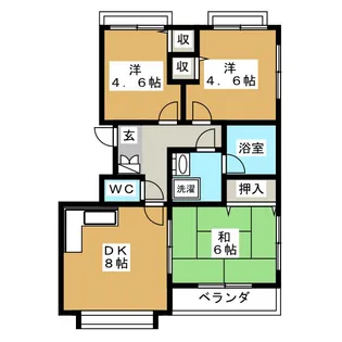 パラドール一之江【1階】の間取り