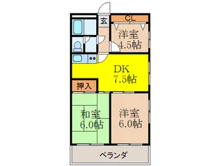 豊津メゾンハイツ【3階】の間取り