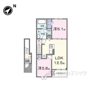 後三条アパート2棟【2階】の間取り