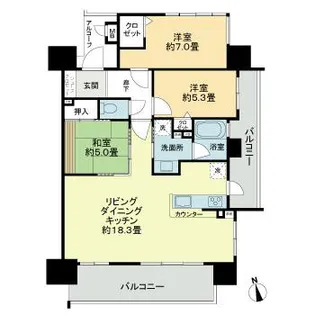 サーパス熊本駅前レジデンス【7階】の間取り