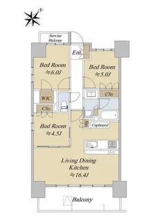 ワコーレKOBE大開駅前【11階】の間取り
