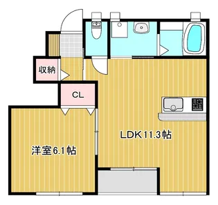 プティーシュシュ雄町【1階】の間取り