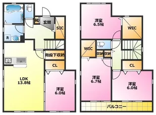 神奈川県川崎市中原区中丸子【一戸建】の間取り